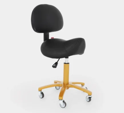 Krzesło Taboret Rodeo Siodło z oparciem kosmetyczne CZARNY - ZŁOTY