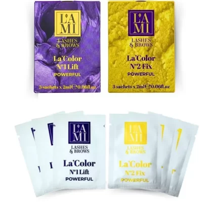 Lami Lashes & Brows La’Color Lift & Fix Powerful Sachets – profesjonalny zestaw do laminacji rzęs i brwi 2ml