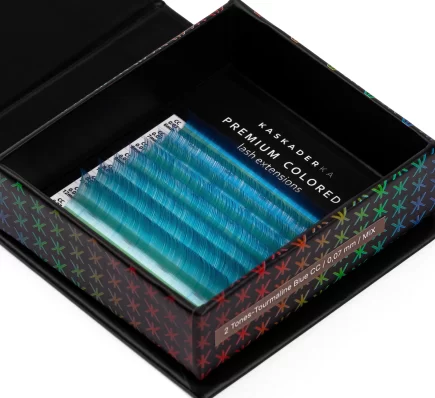 2 TONES - TOURMALINE BLUE PREMIUM COLORED KASKADERKA® – Kolorowe rzęsy do przedłużania Dwutonowy – turmalinowy niebieski
