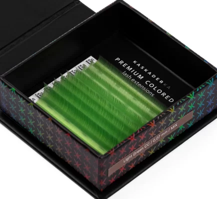 LIGHT GREEN PREMIUM COLORED KASKADERKA® – Kolorowe rzęsy do przedłużania jasny zielony