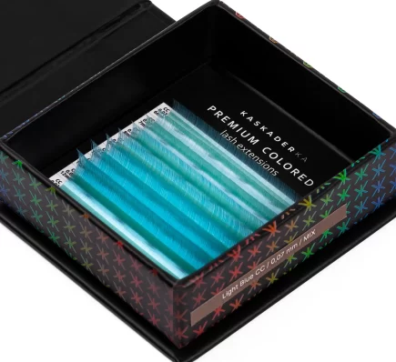 LIGHT BLUE PREMIUM COLORED KASKADERKA® – Kolorowe rzęsy do przedłużania jasnoniebieski
