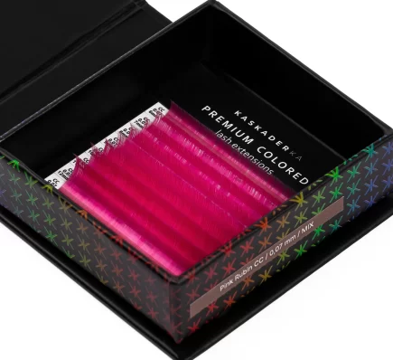 PINK RUBIN PREMIUM COLORED KASKADERKA® – Kolorowe rzęsy do przedłużania rubinowy róż